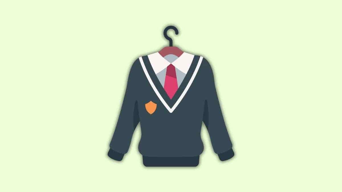 cartoon of a school uniform on a hanger